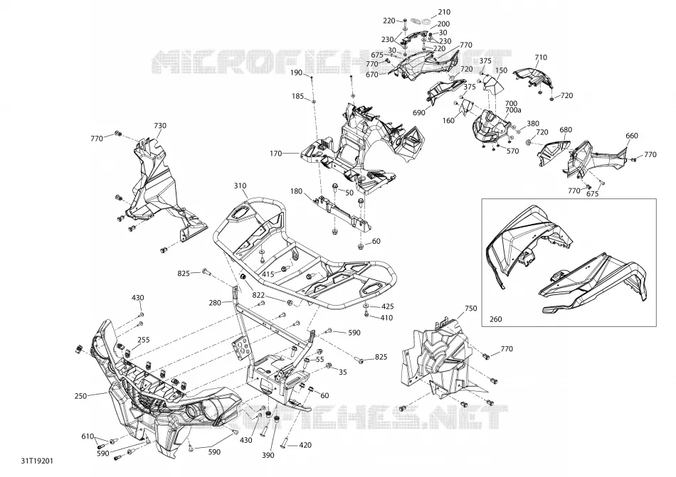 Carrosserie Et Accessoires 6X6 - 450 EFI - Vert Escadron  -  Avant