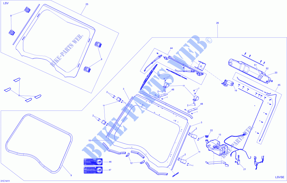 Carrosserie Et Accessoires Windshield_31C1411 pour Can-Am COMMANDER ELECTRIC 9KW de 2015