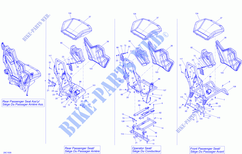 Siège _29C1509 pour Can-Am MAVERICK MAX 1000 de 2015