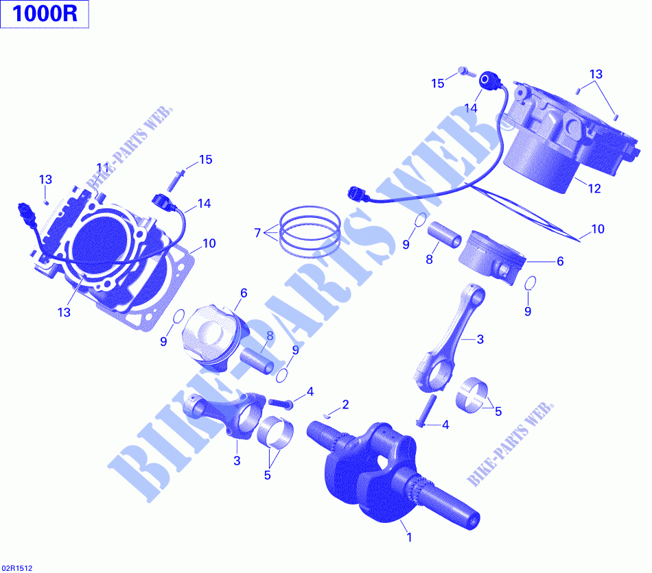 Vilebrequin, Piston Et Cylindre _02R1512 pour Can-Am MAVERICK MAX 1000 de 2015