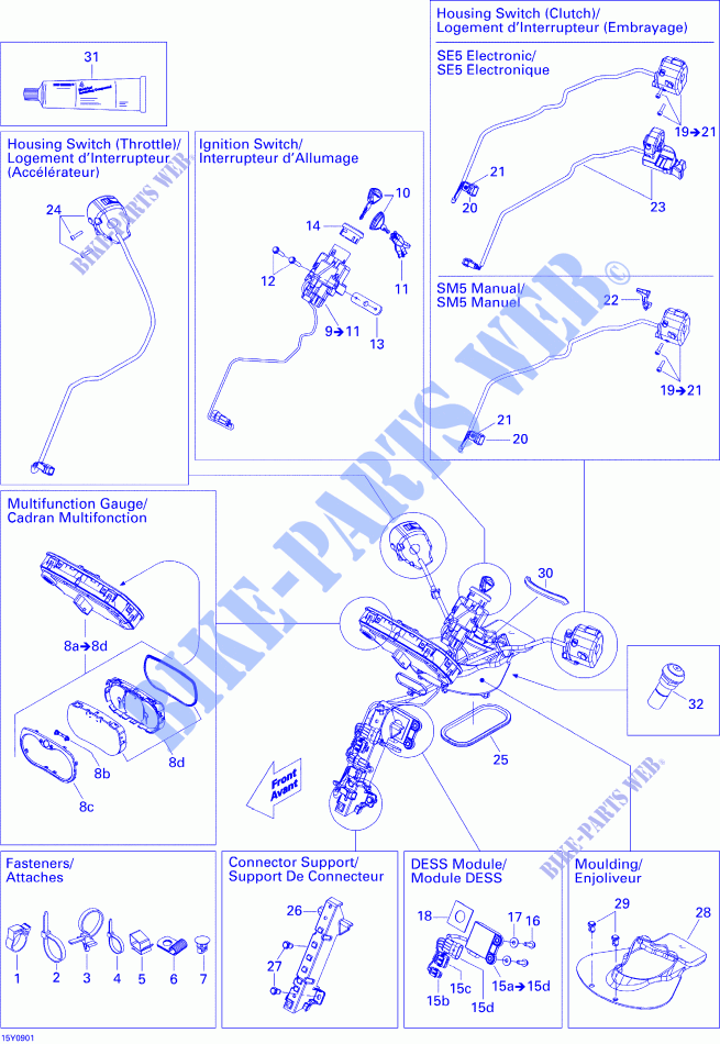 Accessoires Électriques, Guidon SM5 Manual pour Can-Am SPYDER GS SM5 de 2009