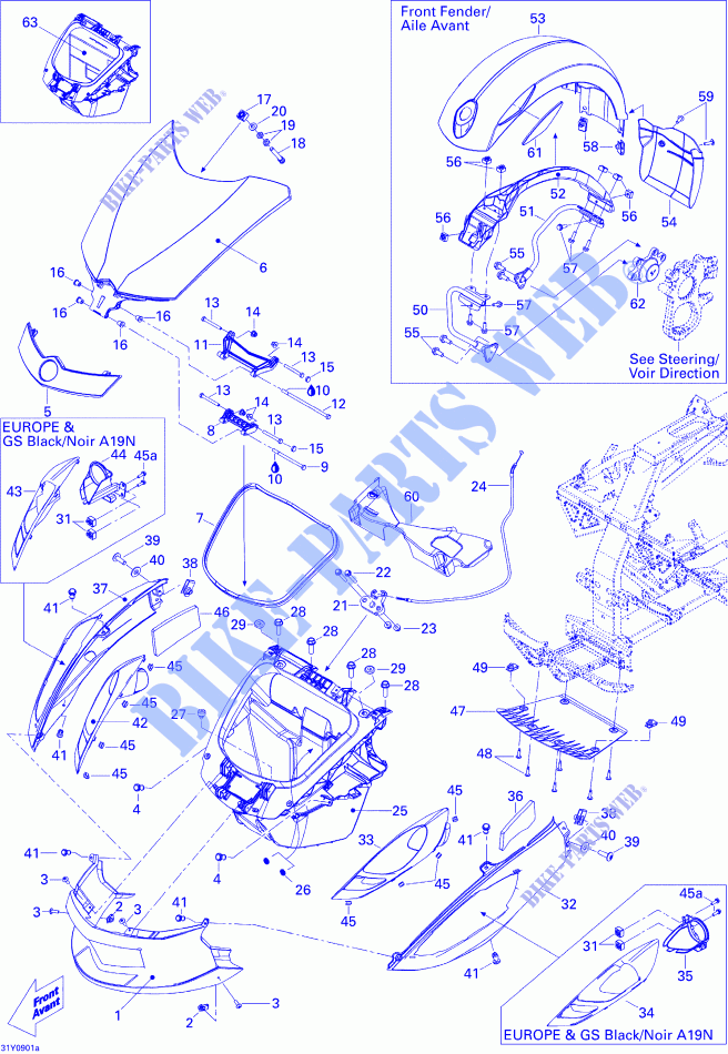 Carrosserie Et Accessoires Front_SM5 Manual pour Can-Am SPYDER GS SM5 de 2009