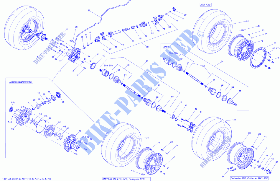 Système Entraînement Arrière _13T1511 pour Can-Am RENEGADE 500 de 2015