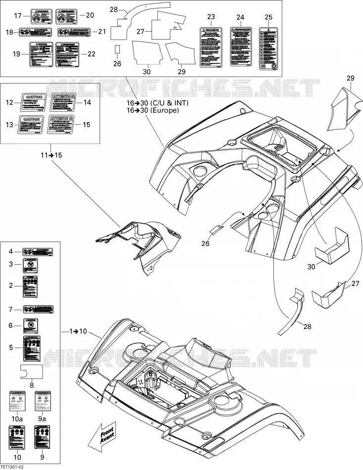 Ensemble Aile Et Panneau Central Can-Am ATV OUTLANDER 400 2012 OUTLANDER 400  OUTLANDER 400
