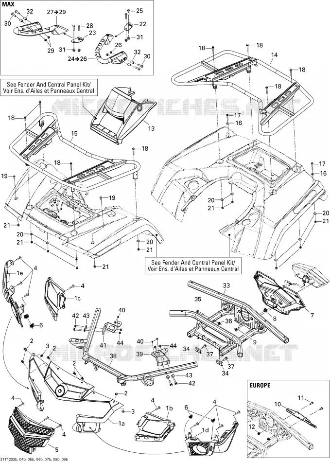 Carrosserie Et Accessoires 2 Can-Am ATV OUTLANDER 500 2012 OUTLANDER 500  OUTLANDER 500