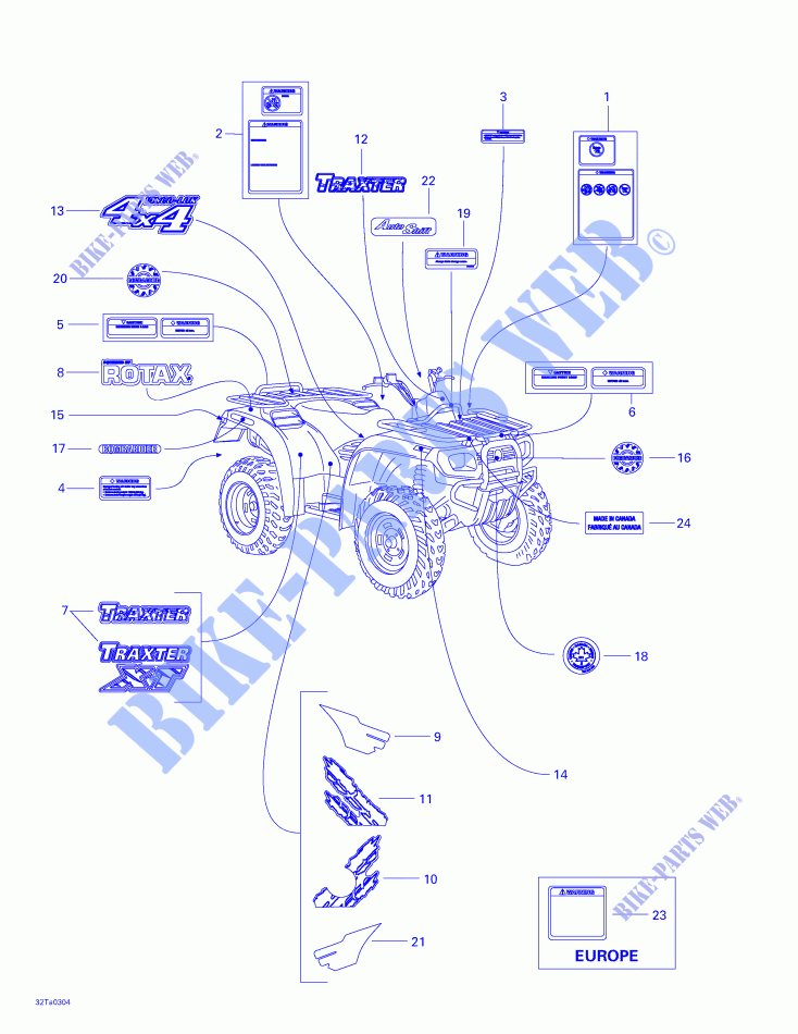 Décalques pour Can-Am TRAXTER AUTOSHIFT XT de 2003