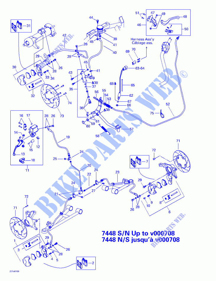 Frein Hydraulique (7448 Ns Jusqu’à V000708) pour Can-Am TRAXTER XL 7448/7489 de 2001