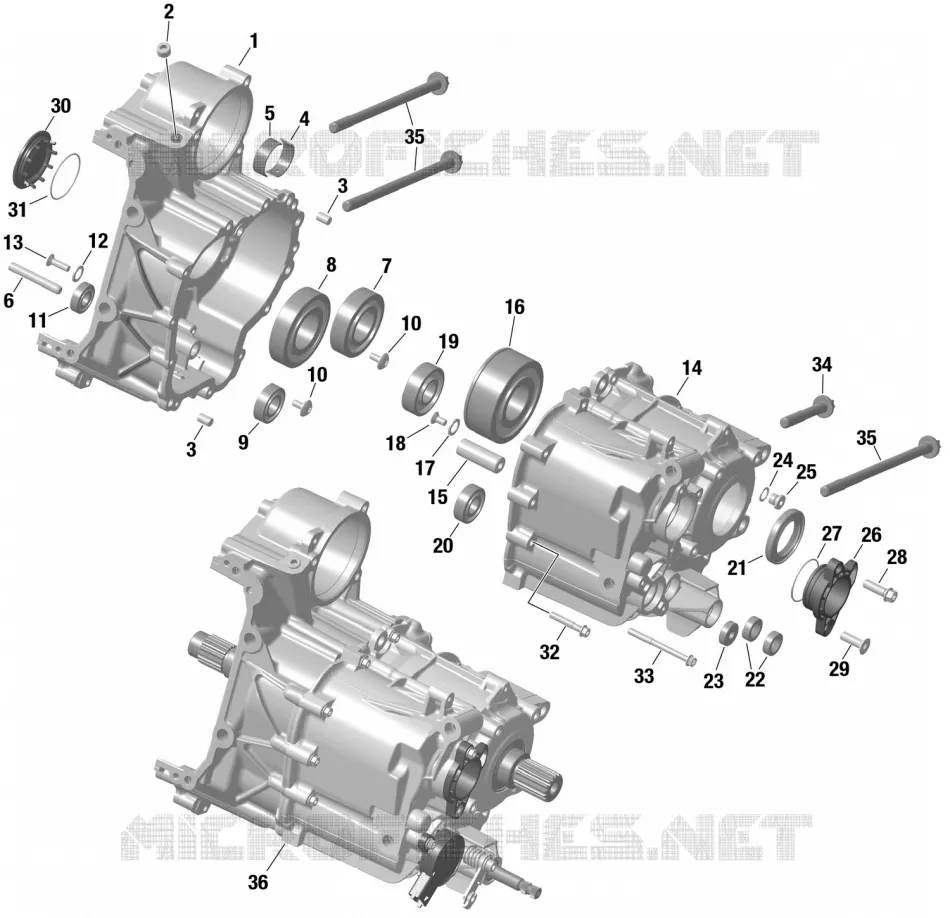 01- ROTAX - GearBox Housing Can-Am On-Road SPYDER F3 LIMITED Dark Edition H8RL 2024 SPYDER F3 LIMITED  SPYDER F3 LIMITED