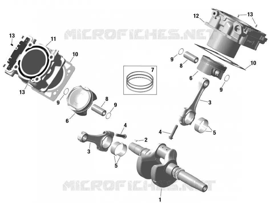 01- ROTAX - Crankshaft, Pistons and Cylinder Can-Am ATV Outlander XXC 1000 EFI 3YPA 2023 Outlander XXC 1000 EFI  Outlander XXC 1000 EFI