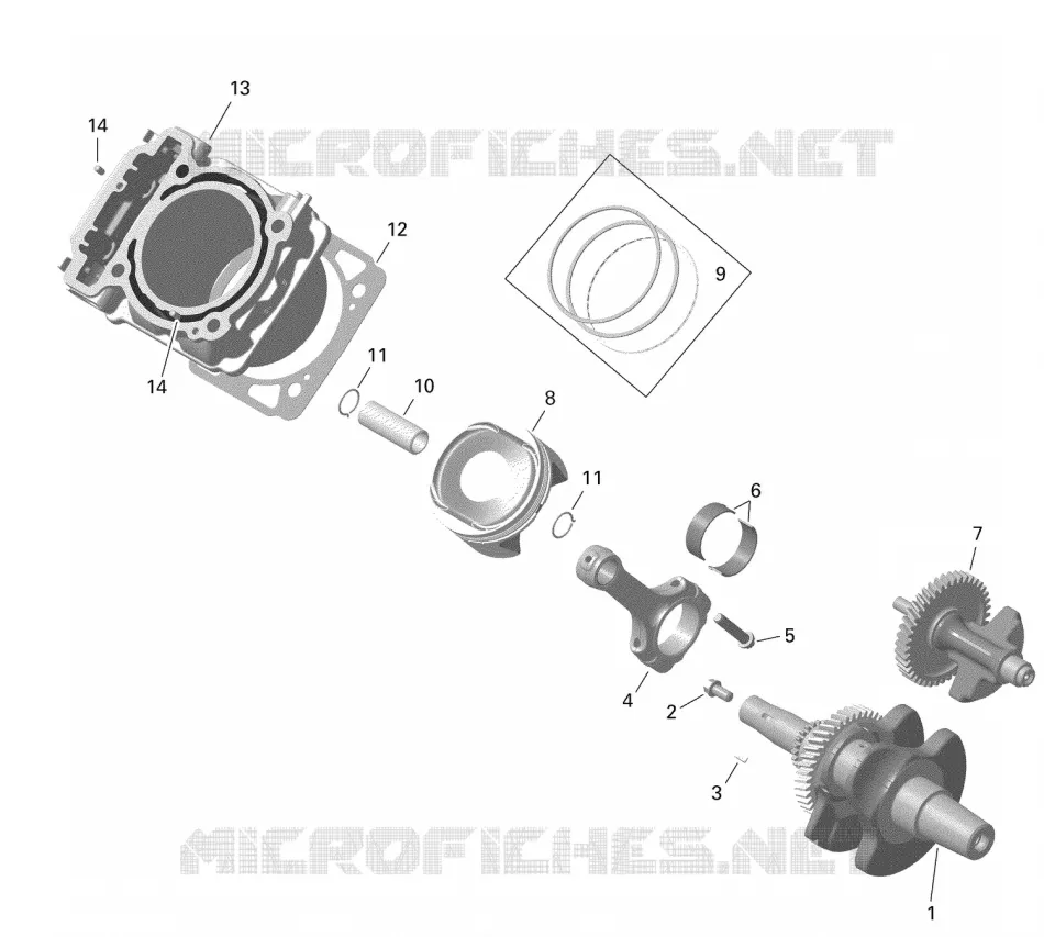 01- Rotax - Cylindre Can-Am ATV Outlander 450 EFI 2022 Outlander 450  Outlander 450