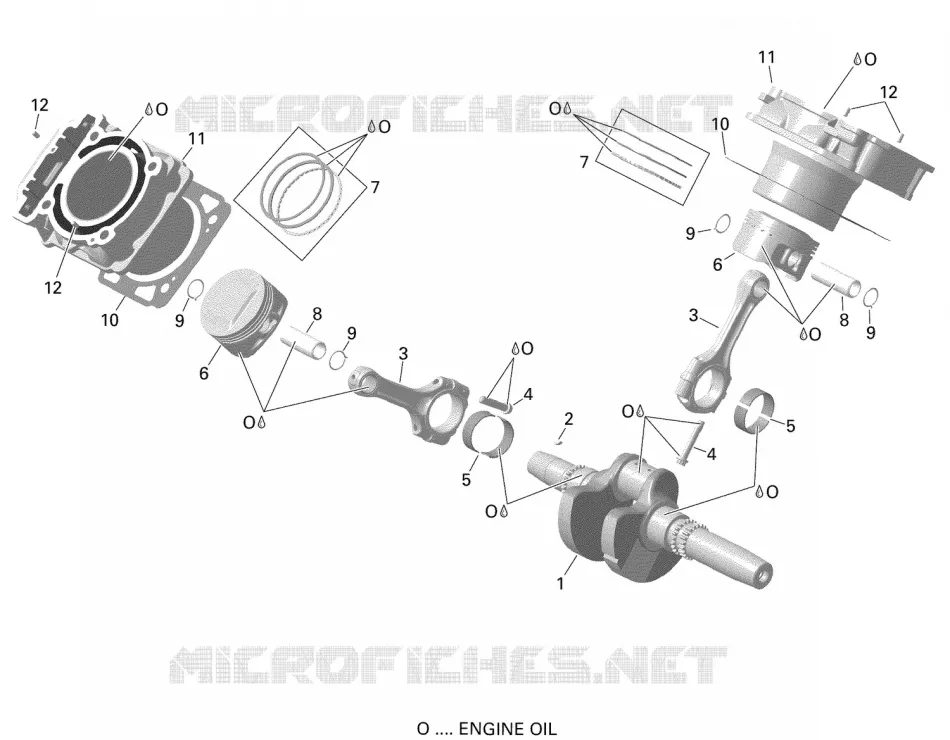 01- Rotax - Vilebrequin, Piston Et Cylindre Can-Am ATV Outlander XU+ 650 EFI 2022 Outlander XU+ 650  Outlander XU+ 650
